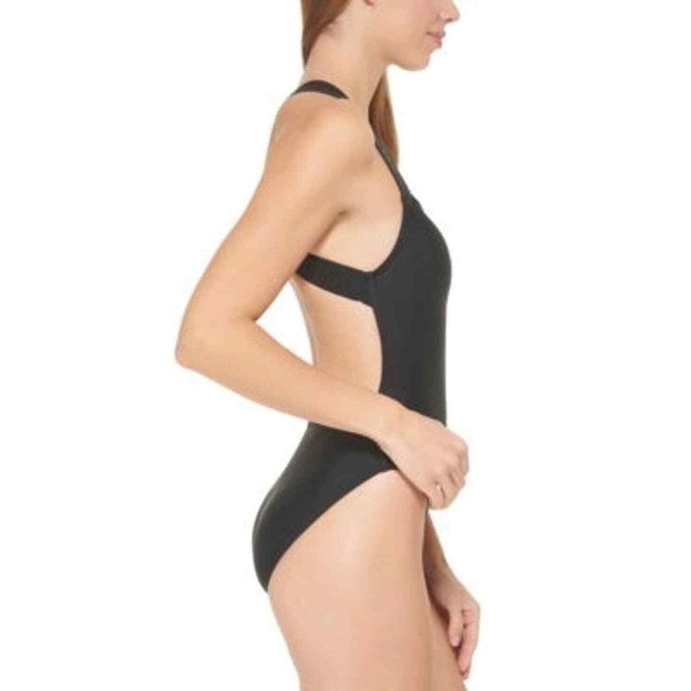 DKNY Womens One Piece Swimsuit Medium Black Logo Strap Cross Back - Picture 3 of 4